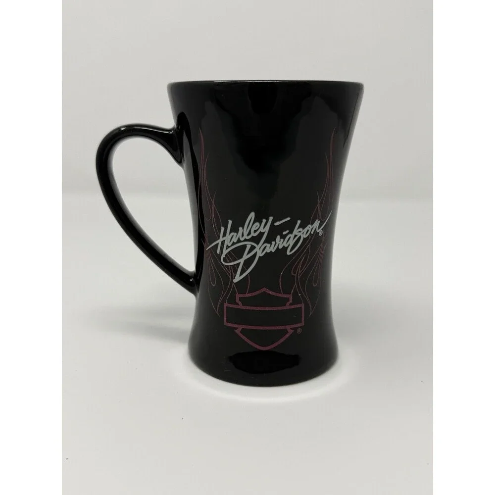 Harley-Davidson Black Ceramic Coffee Mug Bar & Shield Logo 2008 Thailand
